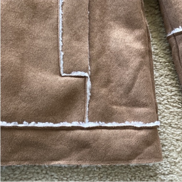 Tan Faux Suede Long Sleeve Moto Style Jacket - Picture 5 of 9